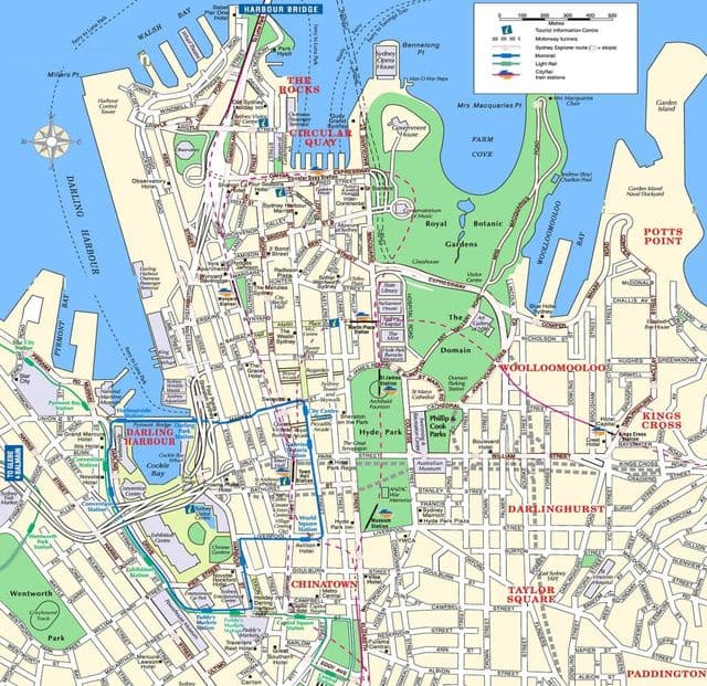 Mapa del centro de la ciudad de Sydney