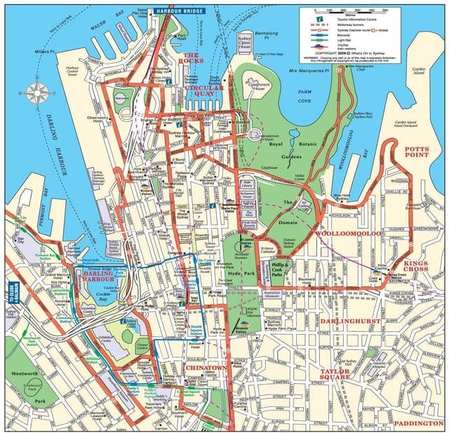 Mapa de recorridos a pie de Sydney