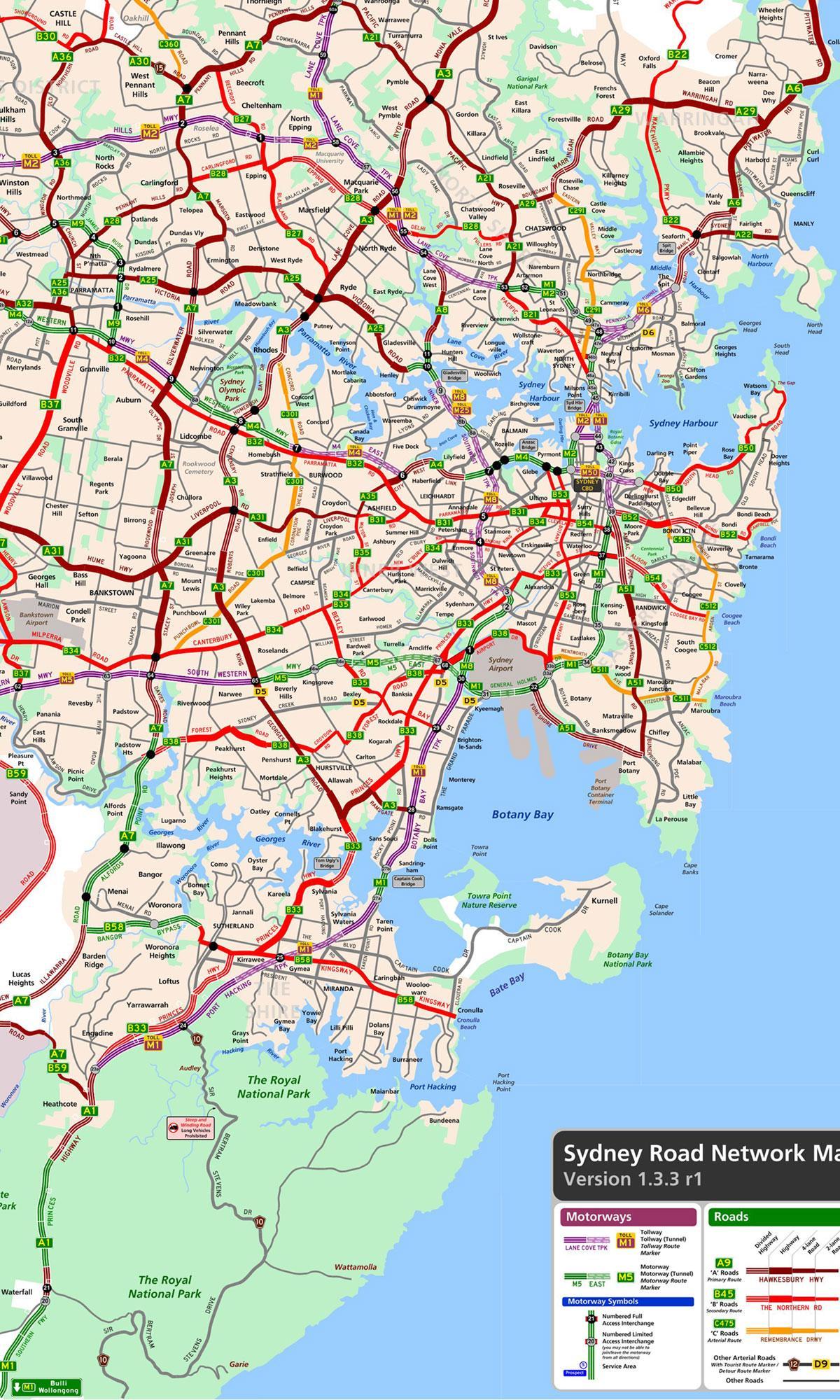 Mapa de carreteras de Sydney