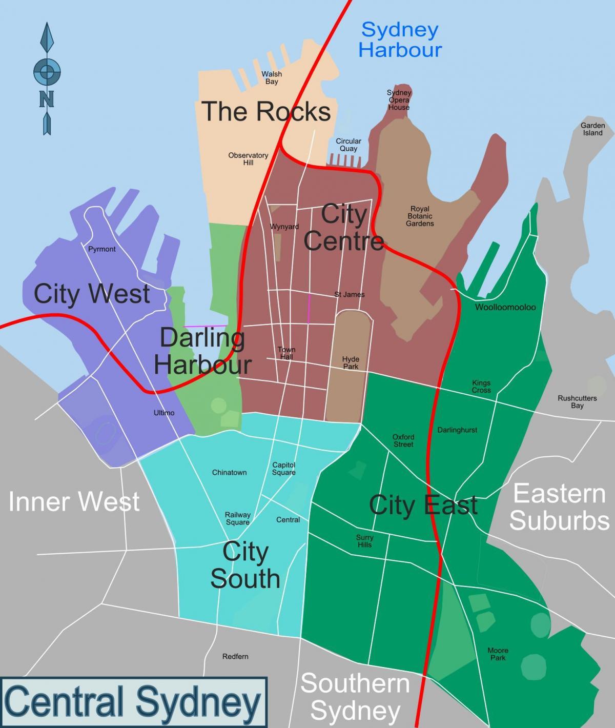 Mapa del distrito de Sydney