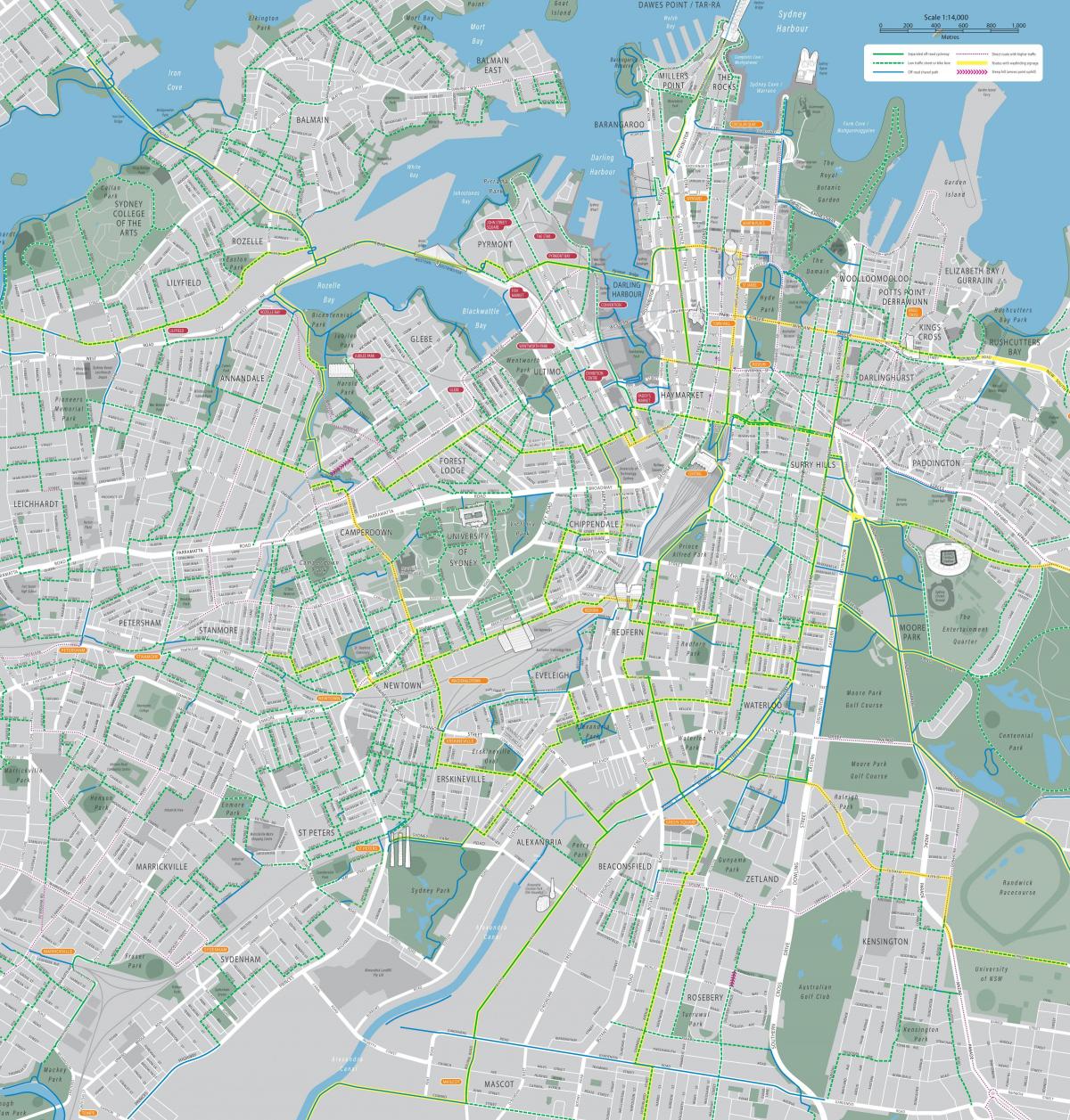 Mapa del carril bici de Sydney