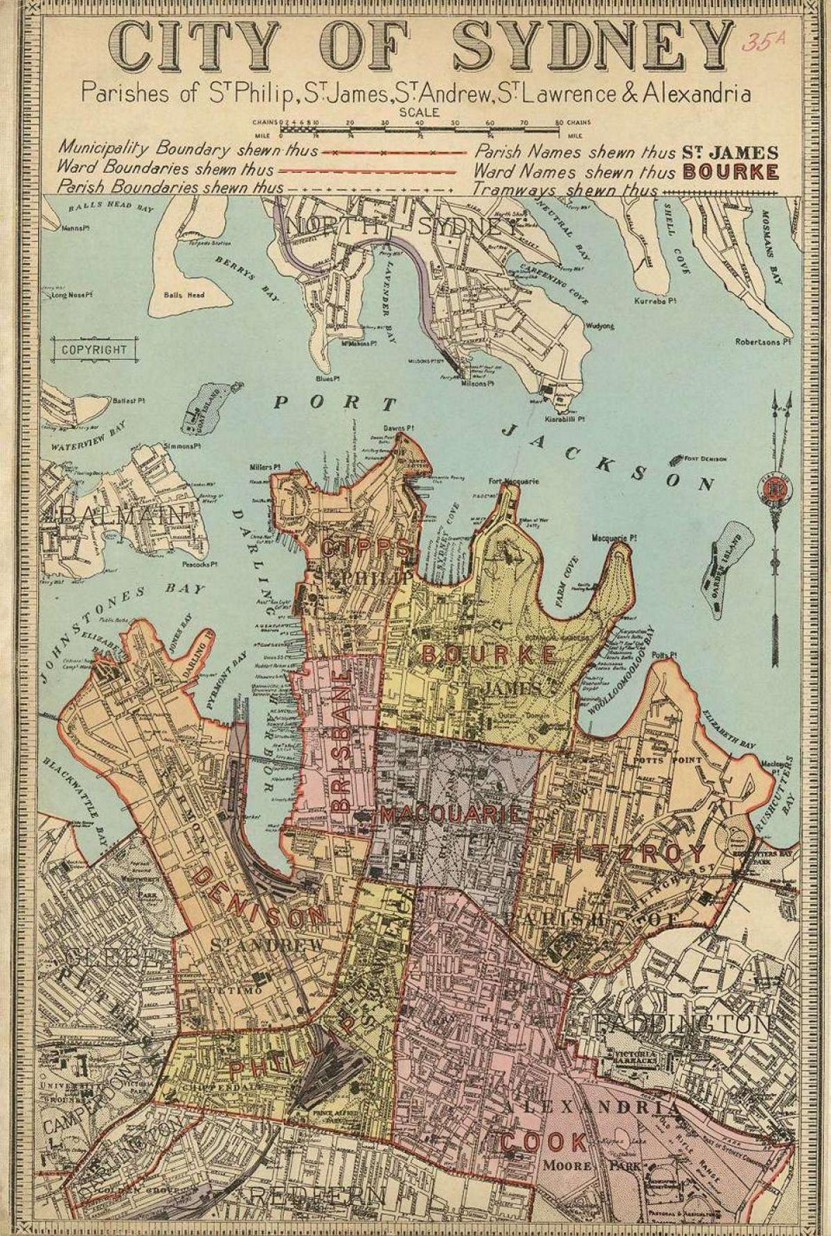 Mapa antiguo de Sydney