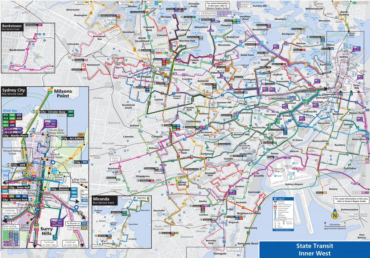 Mapa de la estación de autobuses de Sydney