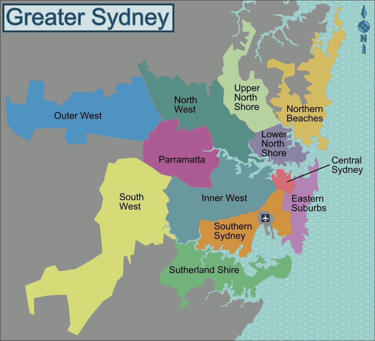 Mapa de los barrios de Sydney