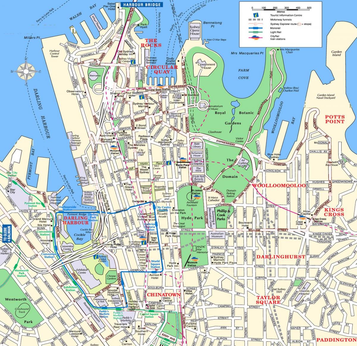 Mapa del centro de la ciudad de Sydney