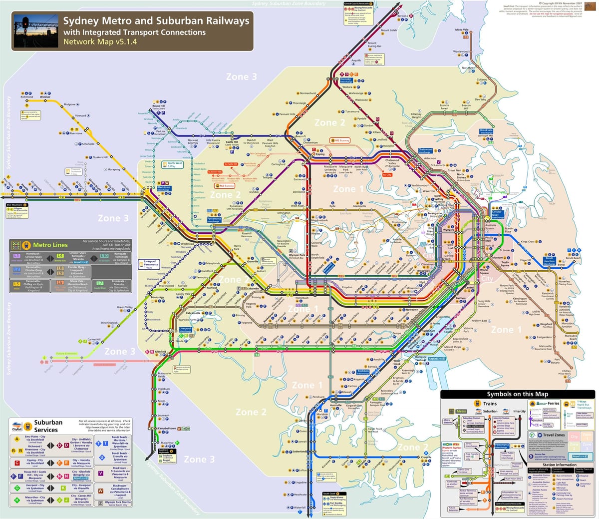 Mapa de la estación de metro de Sydney