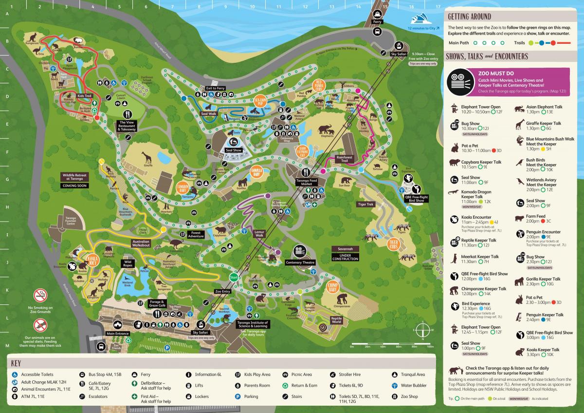Mapa del parque zoológico de Sydney